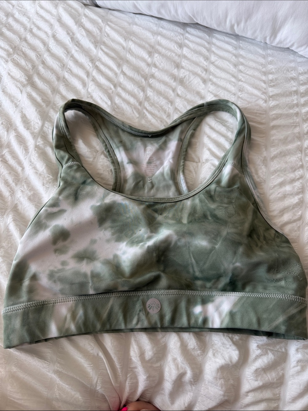 Senita Athletics Green Tie-Dye Racerback Sports Bra